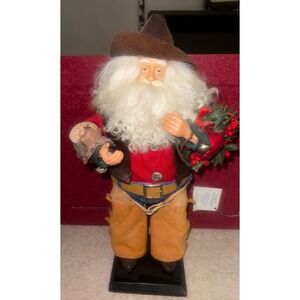 Cowboy Santa Claus Figurine Western Christmas Holiday Decor 18 Inch Rustic Charm